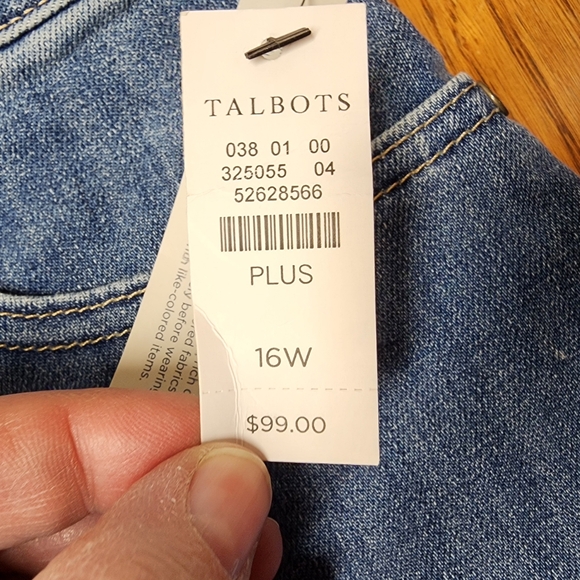 NWT TALBOTS BLUE DENIM SKIRT EMBOSSED FLORAL PLUS SIZE 16W $99 - Picture 7 of 10